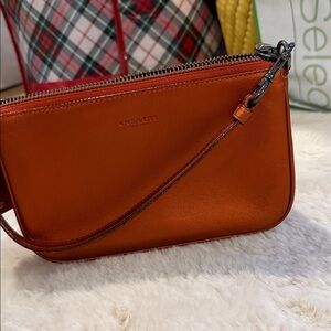 Coach Burnt Orange Leather Wristlet